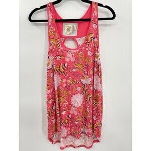LILKA by Anthropologie Coral Floral Paisley Open Back Tank Top Size M